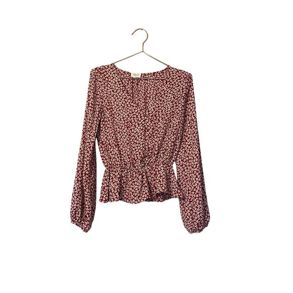 Sienna Sky Tops - Sienna sky floral v neck cinched waist size small berry